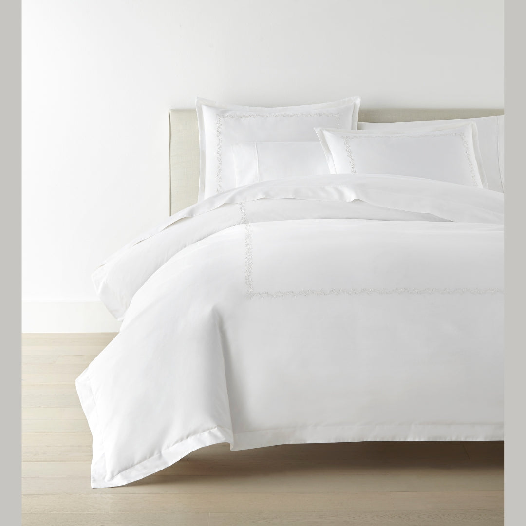 Peacock Alley Ivy Duvet Cover and Shams - White - side view image