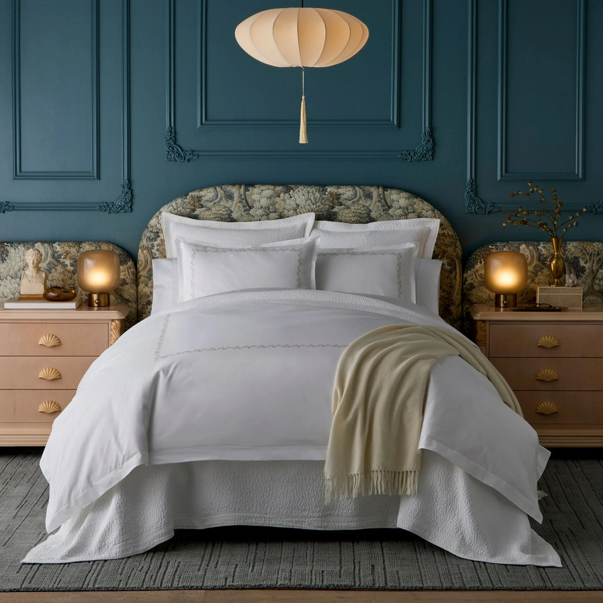 Peacock Alley Ivy Duvet Cover and shams with matelasse bedding