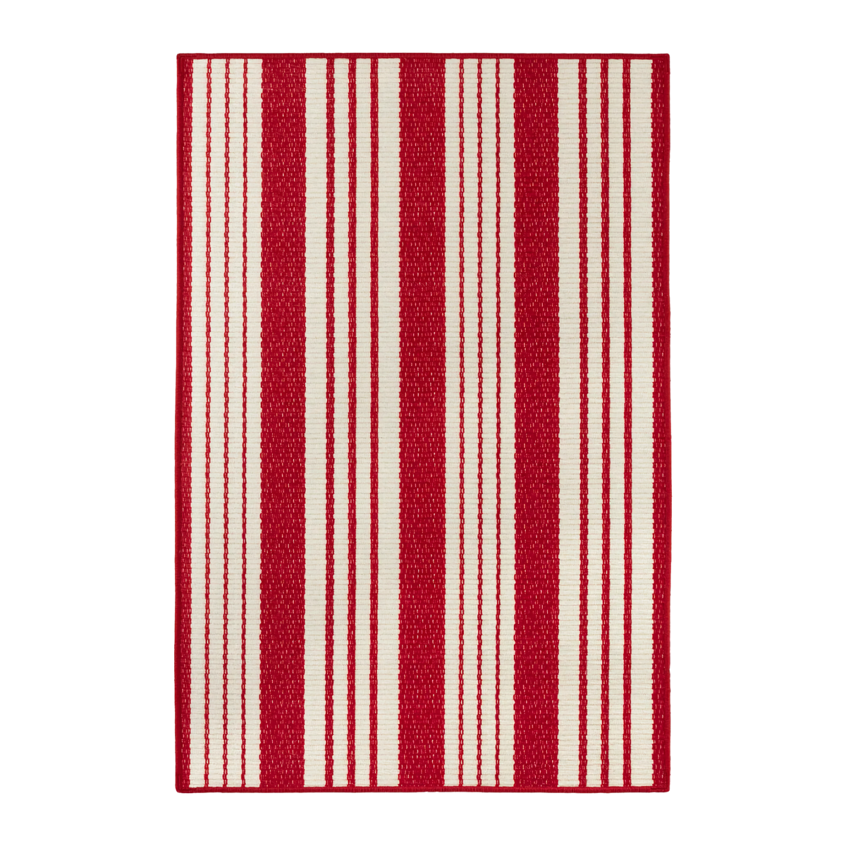 Pine Cone Hill Abby Ticking Machine Washable Rug in Red