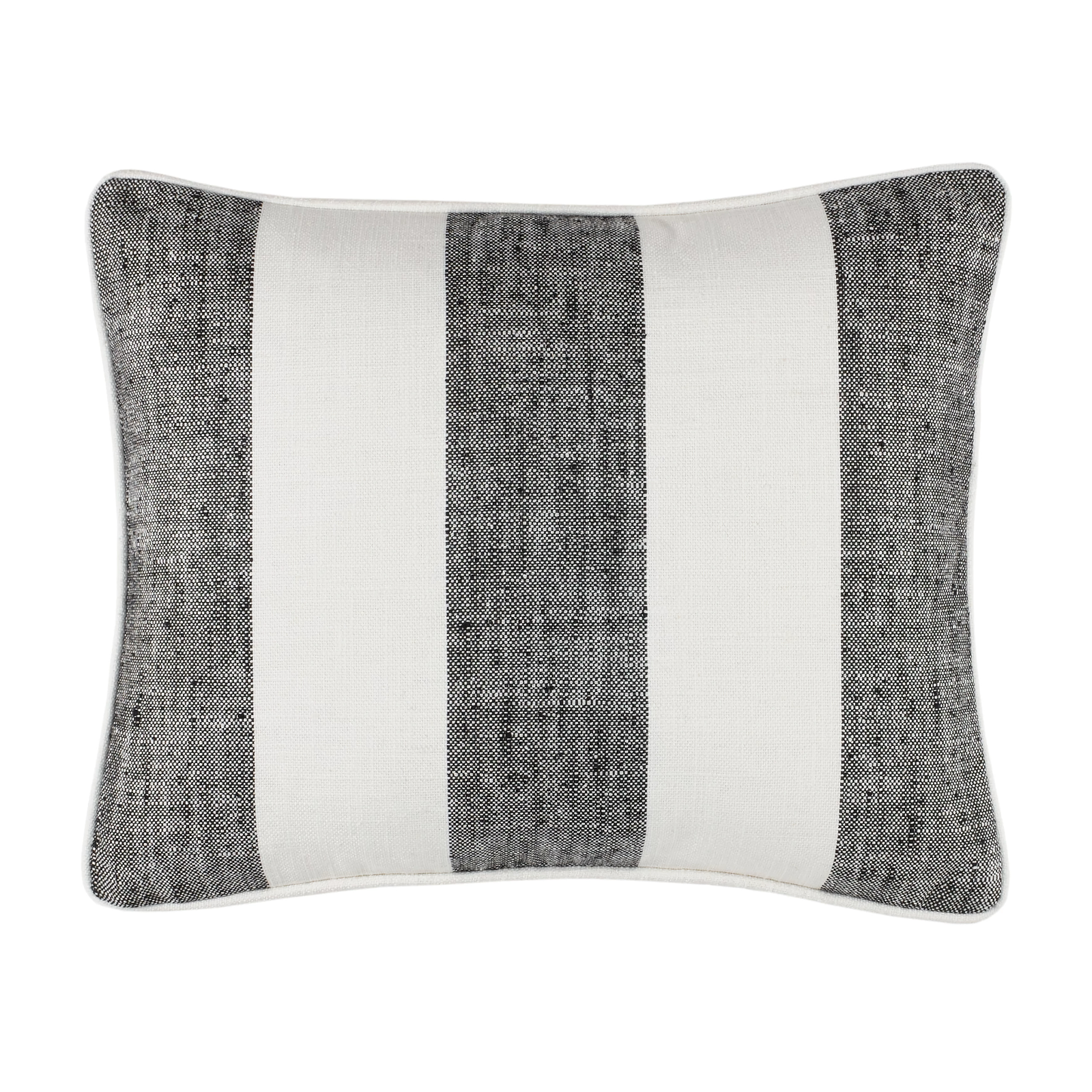 Two Sizes of Pine Cone Hill Awning Stripe Indoor/Outdoor Decorative Pillow in Black Color