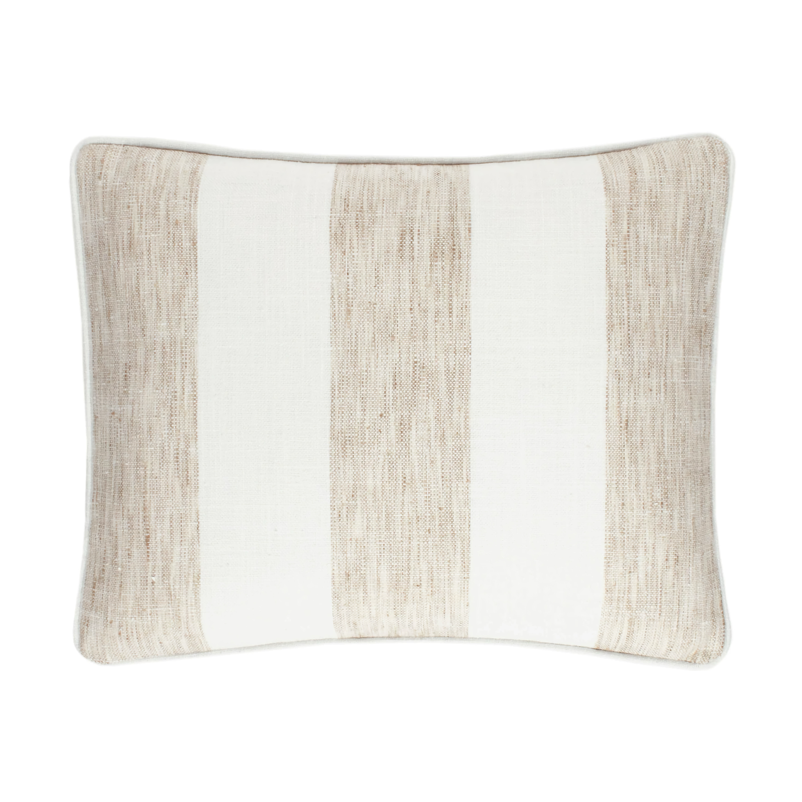 Two Sizes of Pine Cone Hill Awning Stripe Indoor/Outdoor Decorative Pillow in Natural Color