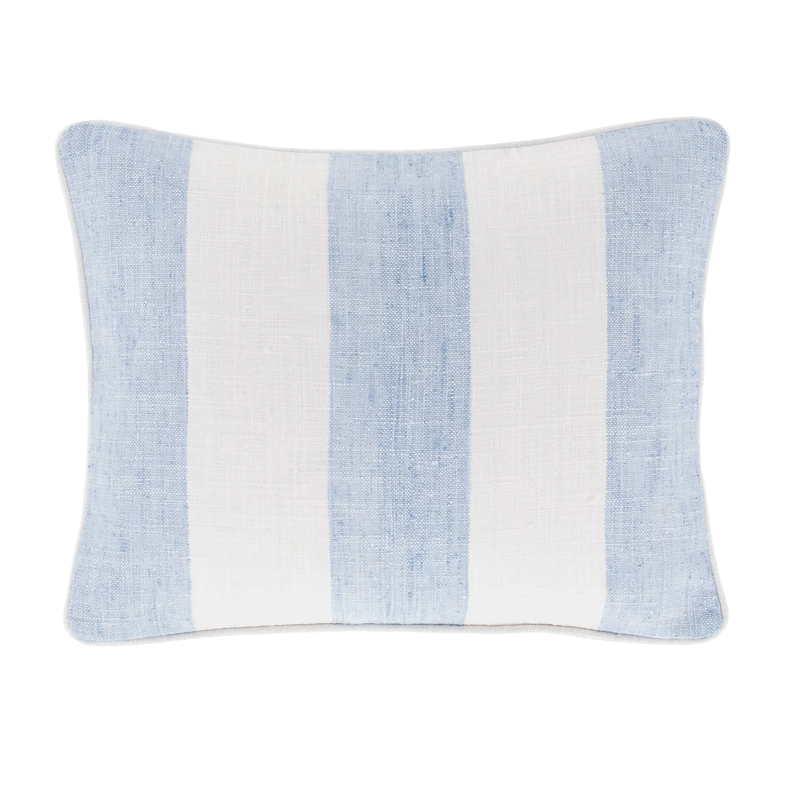 Two Sizes of Pine Cone Hill Awning Stripe Indoor/Outdoor Decorative Pillow in Soft French Blue Color