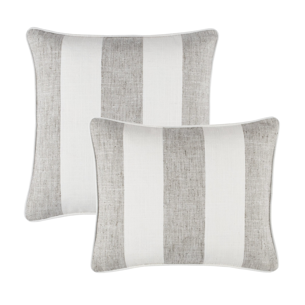 Two Sizes of Pine Cone Hill Awning Stripe Indoor/Outdoor Decorative Pillow in Grey Color