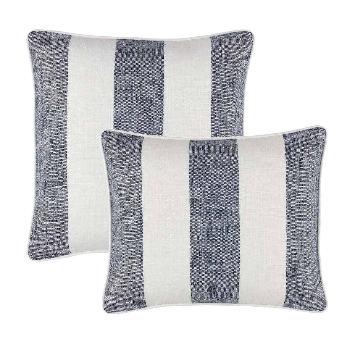 Two Sizes of Pine Cone Hill Awning Stripe Indoor/Outdoor Decorative Pillow in Navy Color