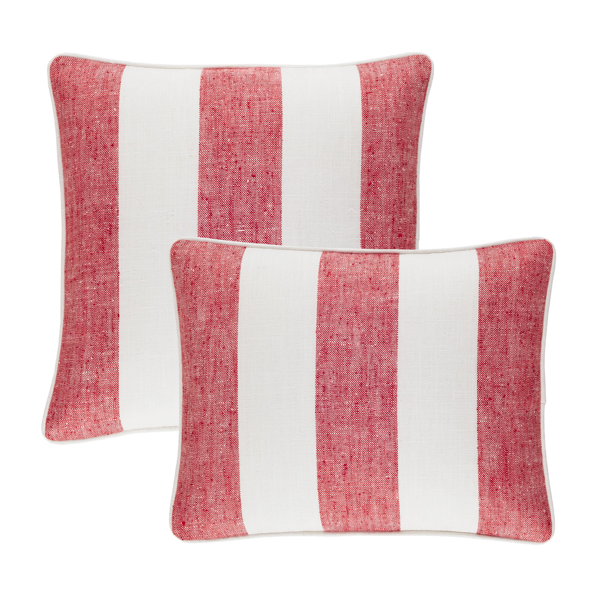 Two Sizes of Pine Cone Hill Awning Stripe Indoor/Outdoor Decorative Pillow in Red Color