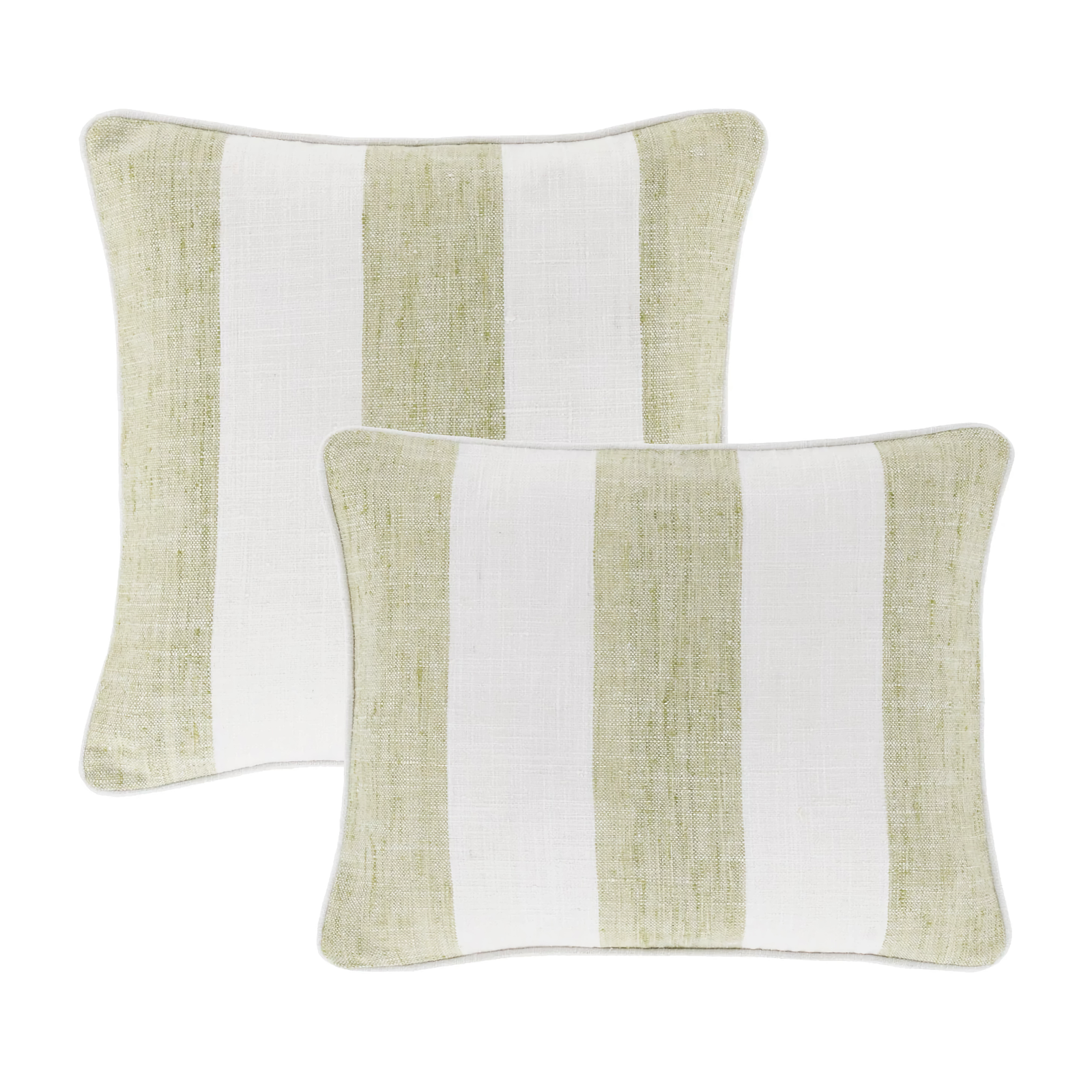 Two Sizes of Pine Cone Hill Awning Stripe Indoor/Outdoor Decorative Pillow in Soft Green Color