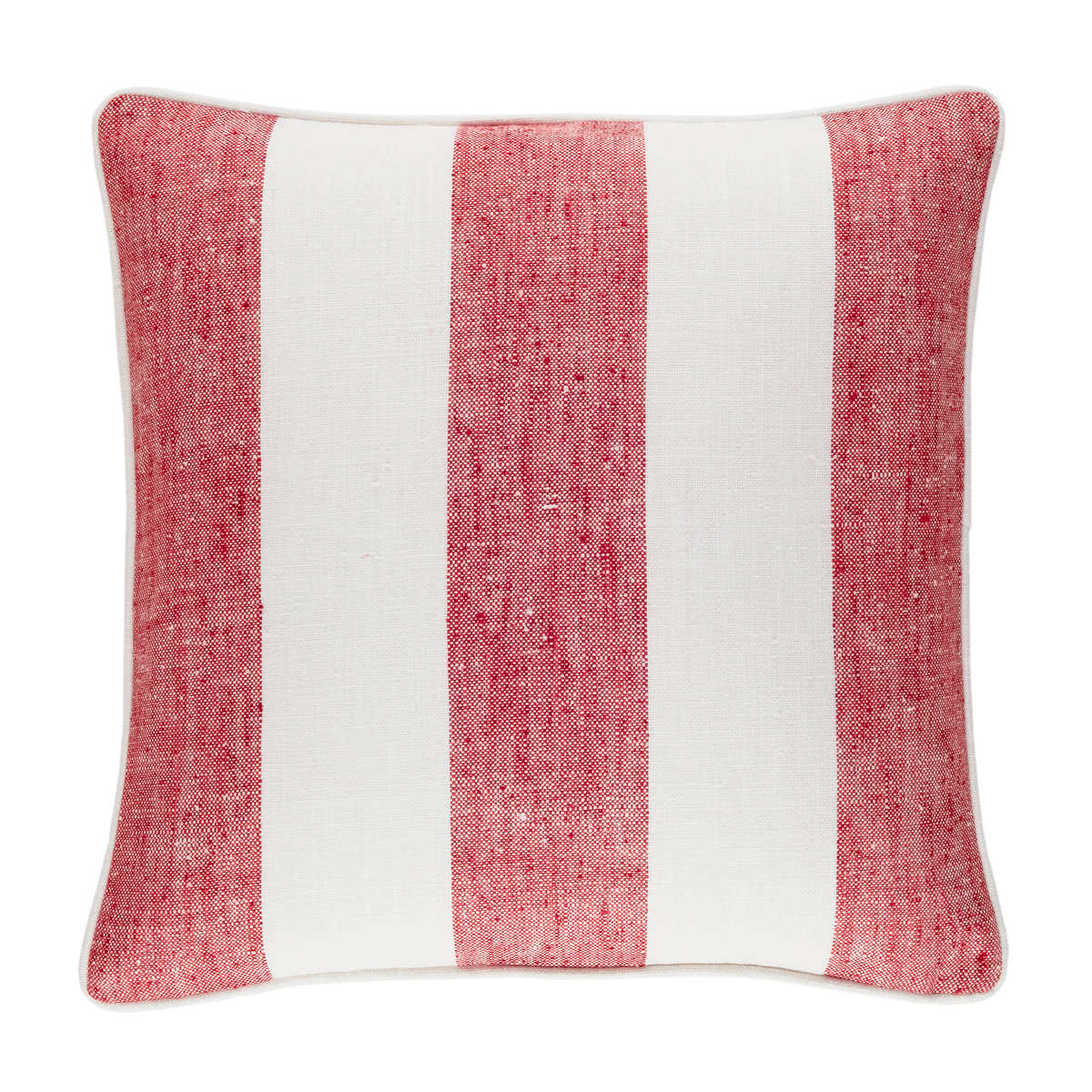 Square Size of Pine Cone Hill Awning Stripe Indoor/Outdoor Decorative Pillow in Red Color