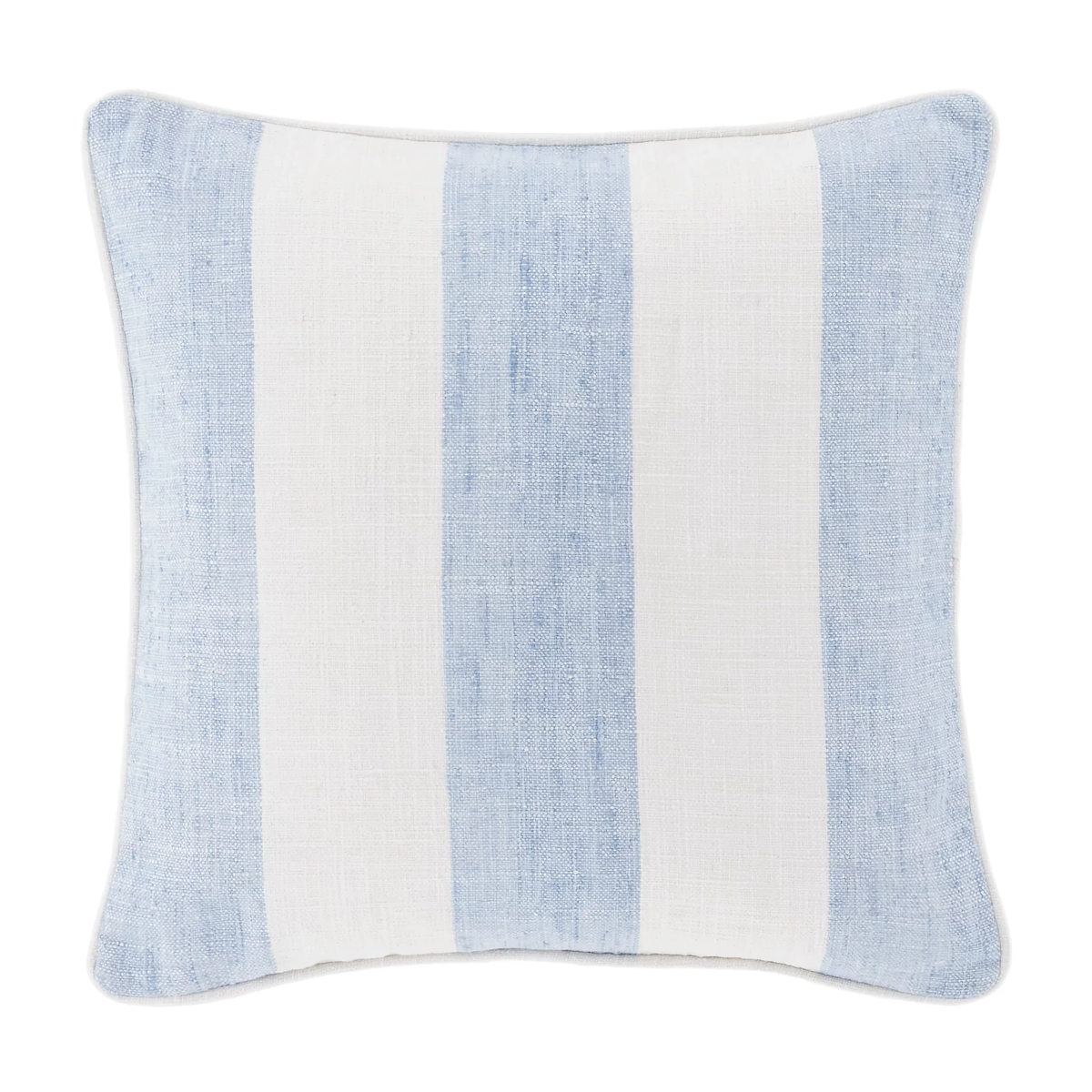 Square Size of Pine Cone Hill Awning Stripe Indoor/Outdoor Decorative Pillow in Soft French Blue Color