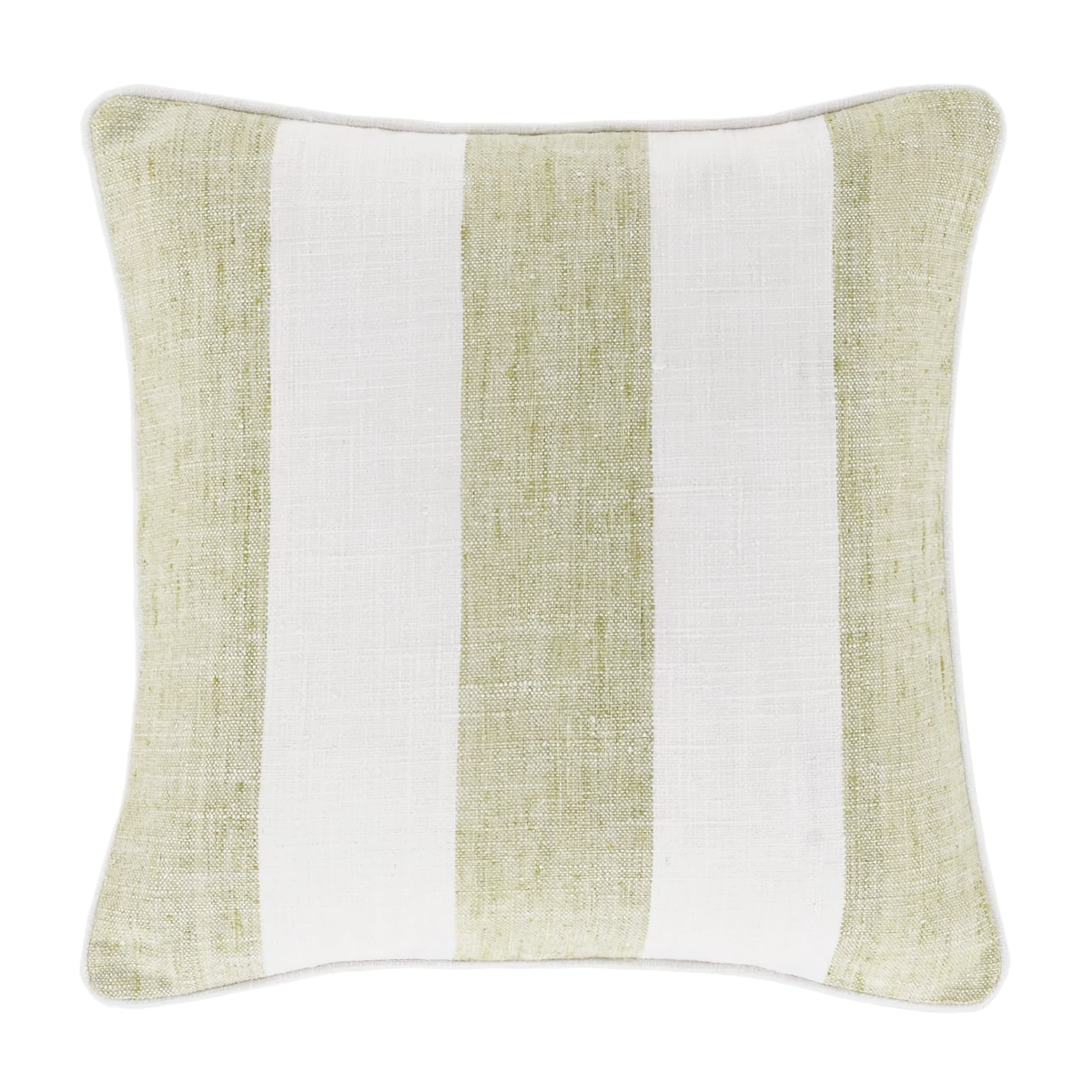 Square Size of Pine Cone Hill Awning Stripe Indoor/Outdoor Decorative Pillow in Soft Green Color