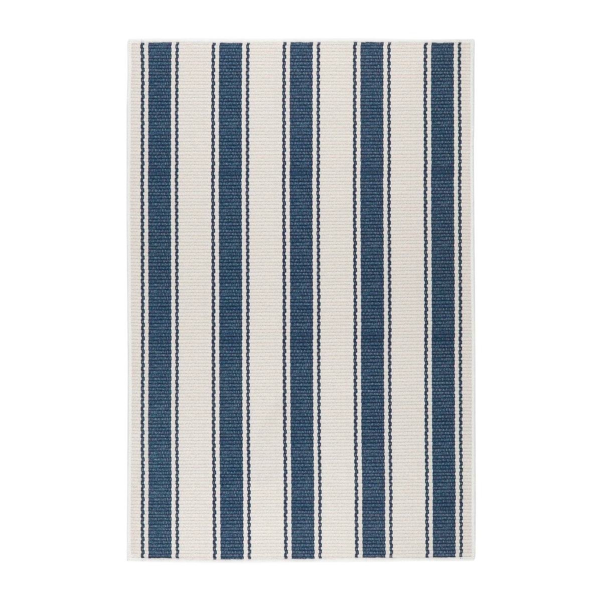 Blue Pine Cone Hill Awning Stripe Machine Washable Rug