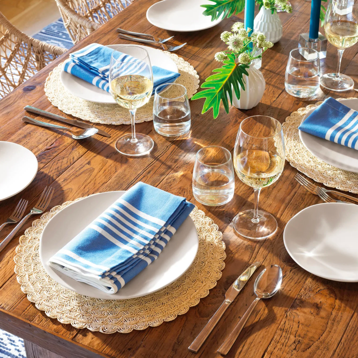 Pine Cone Hill Bistro Stripe Napkins in French Blue