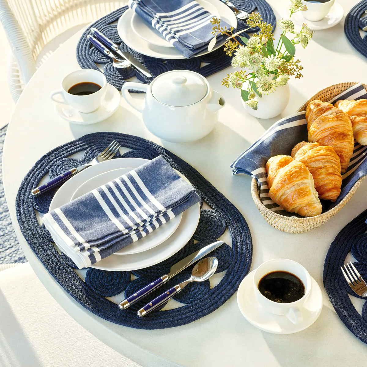 Pine Cone Hill Bistro Stripe Napkins in Indigo