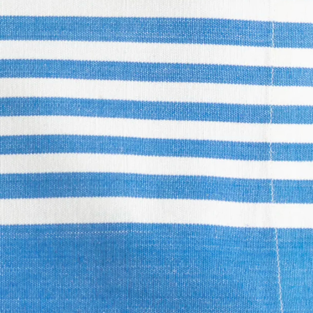 Fabric Closeup of Pine Cone Hill Bistro Stripe Napkins and Placemats in French Blue