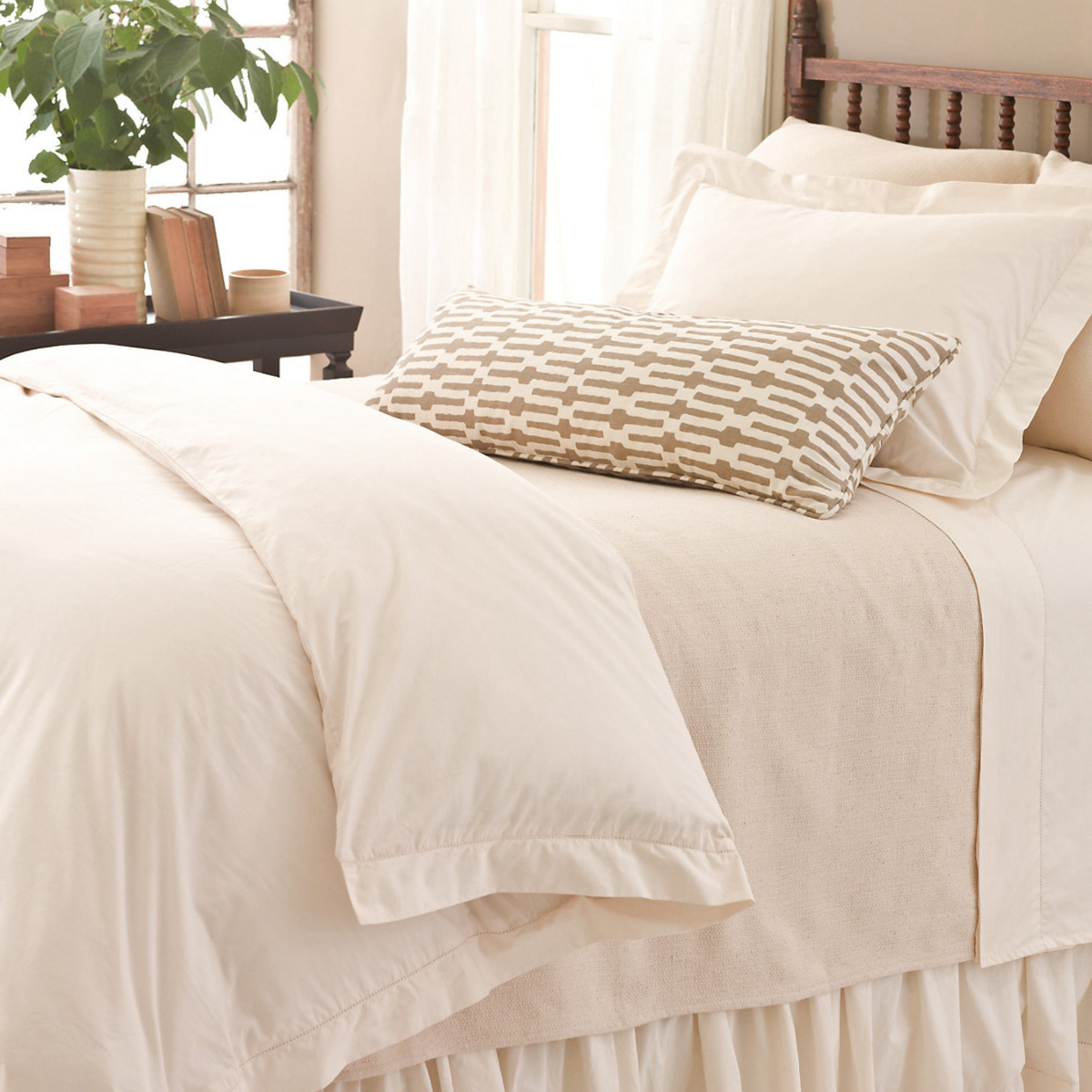 Duvet Cover of Ivory Pine Cone Hill Classic Hemstitch Bedding