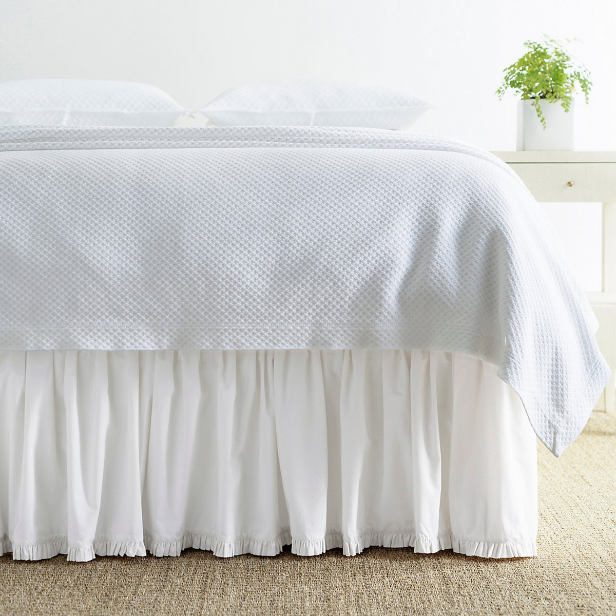 Bed Skirt Image of Pine Cone Hill Classic Ruffle Bedding in White Color