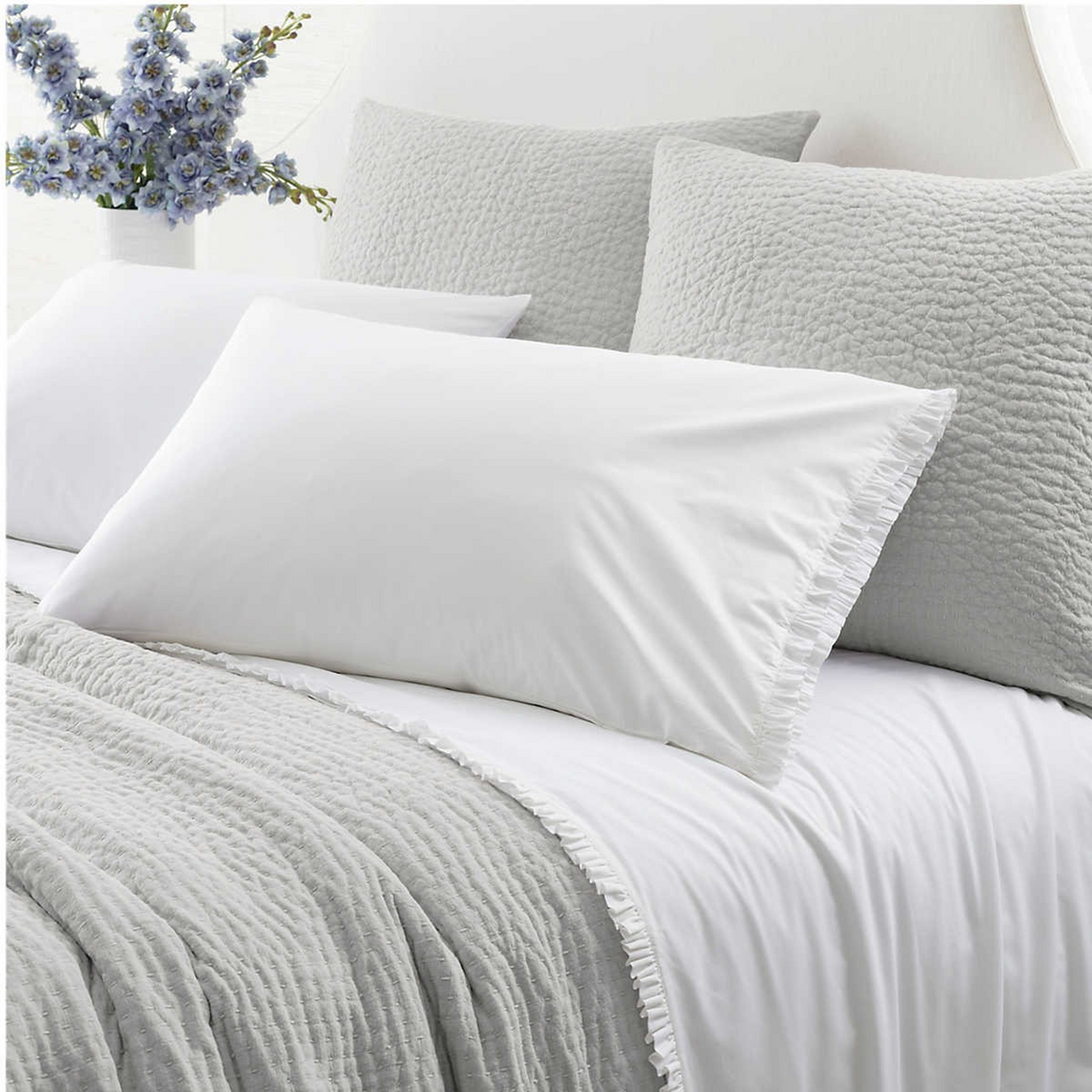 Image of Pine Cone Hill Classic Ruffle Pillowcase in White Color