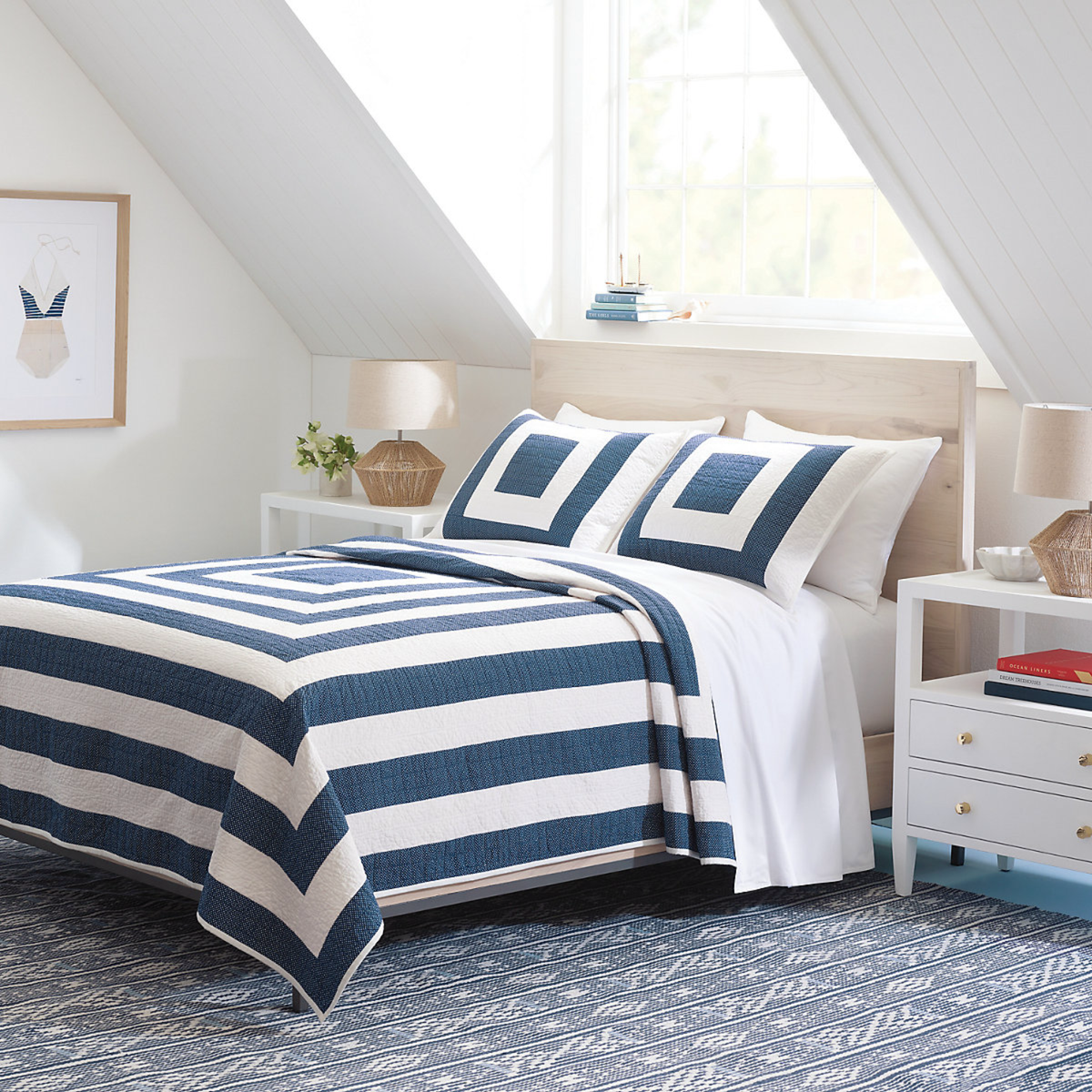 Blue Coordinate of White Pine Cone Hill Essential Percale Bedding