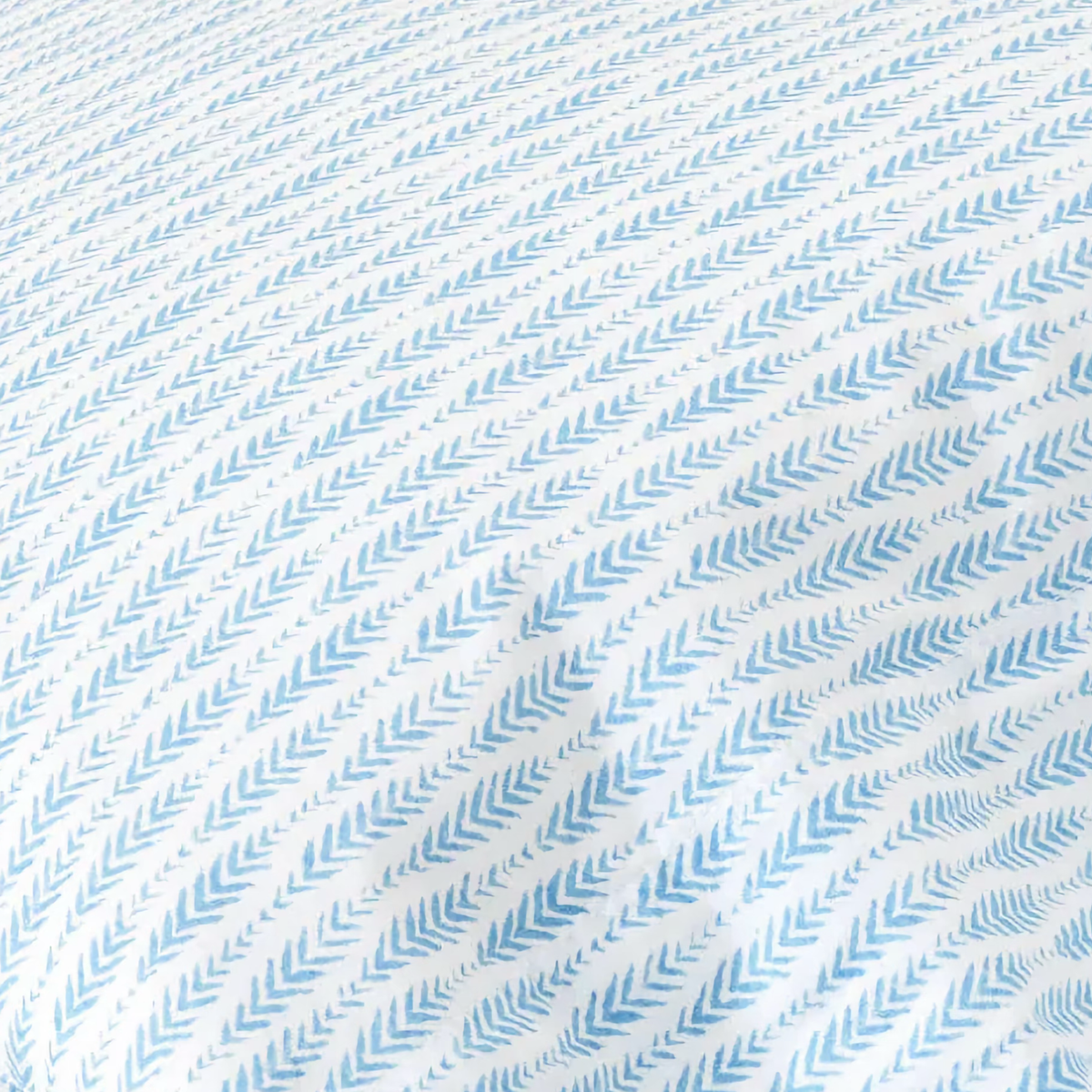 Fabric Closeup of Pine Cone Hill Feather Ogee Sheet Set in French Blue