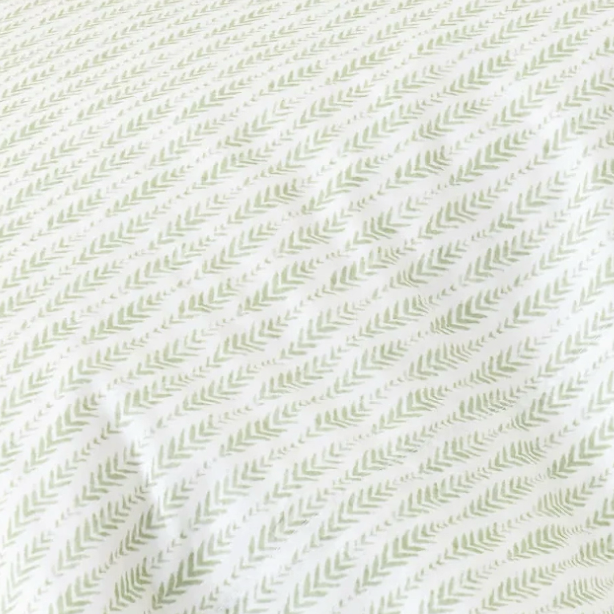 Fabric Closeup of Pine Cone Hill Feather Ogee Sheet Set in Sage