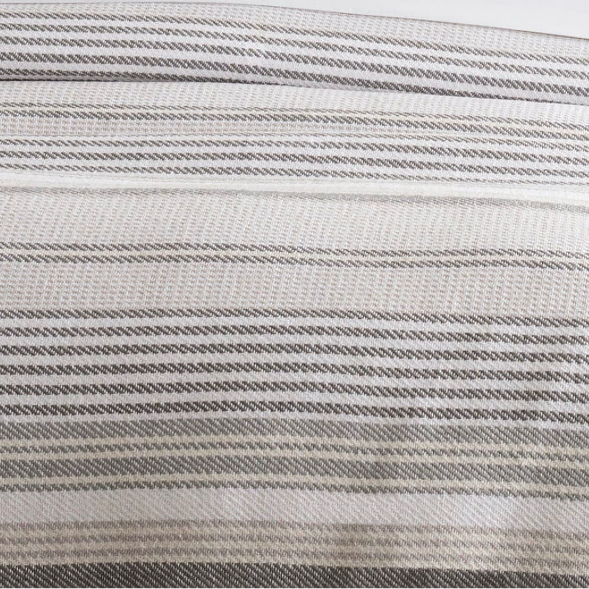 Fabric Closeup of Pine Cone Hill Gradation Ticking Blanket Swatch in Grey Color