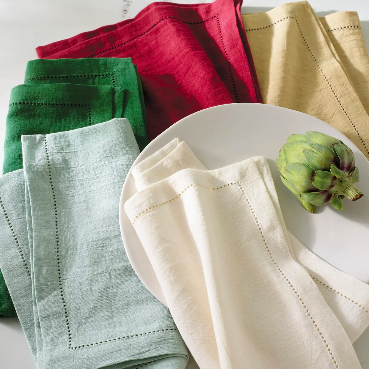 Colors of Pine Cone Hill Haven Hemstitch Napkin Sets