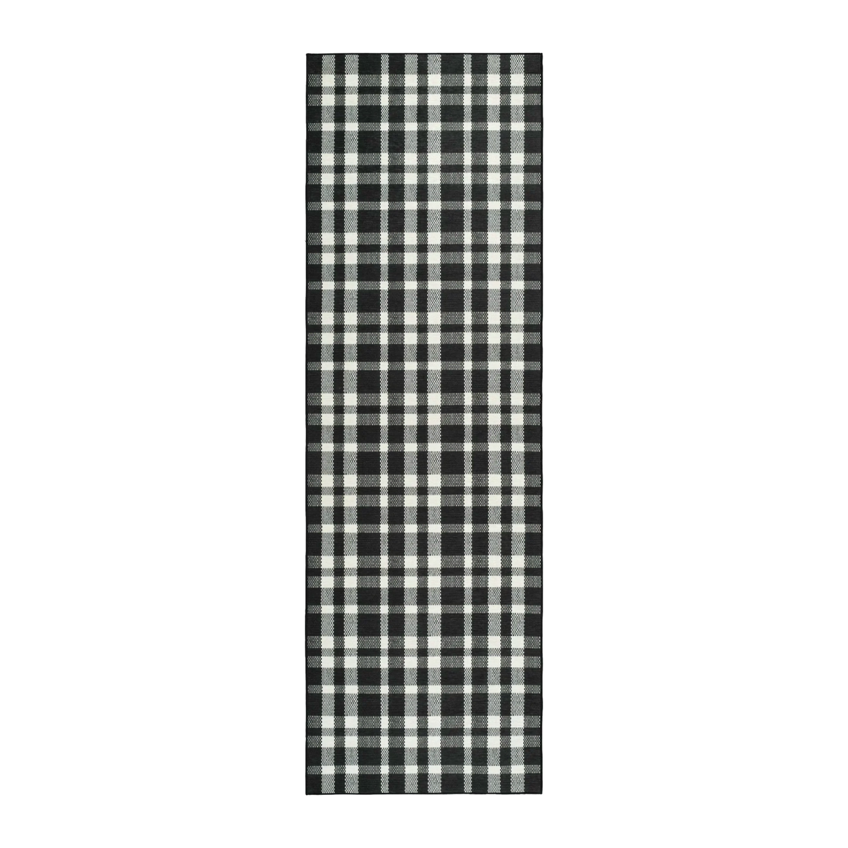 Pine Cone Hill Houston Plaid Machine Washable Rug Runner in Black