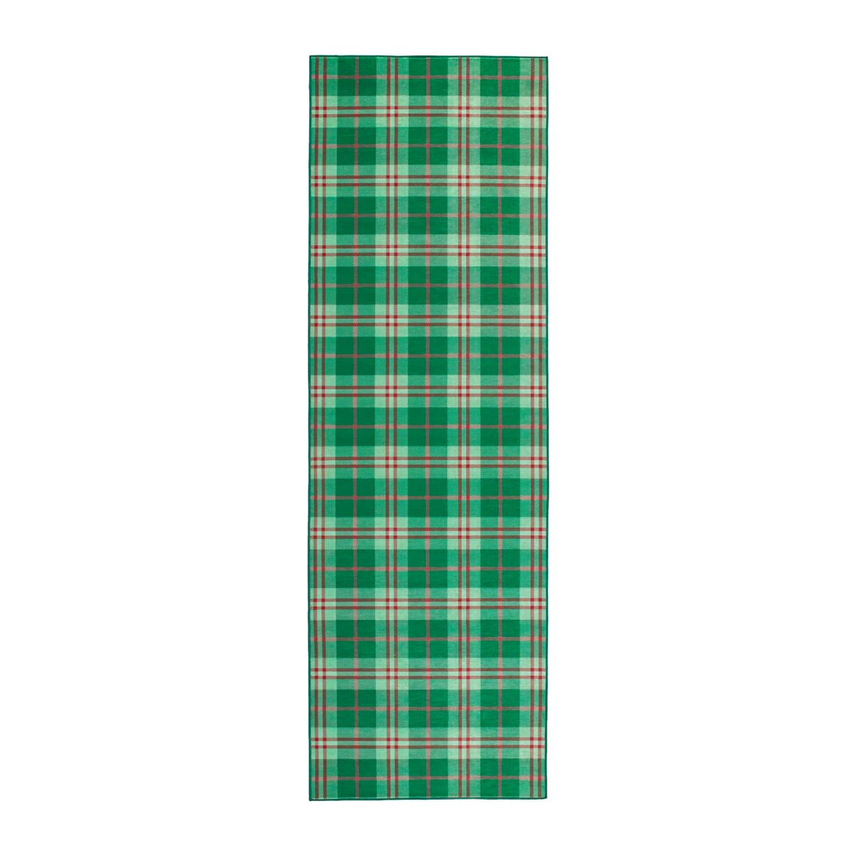 Runner of Pine Cone Hill Jolly Plaid Machine Washable Rug in Green Color