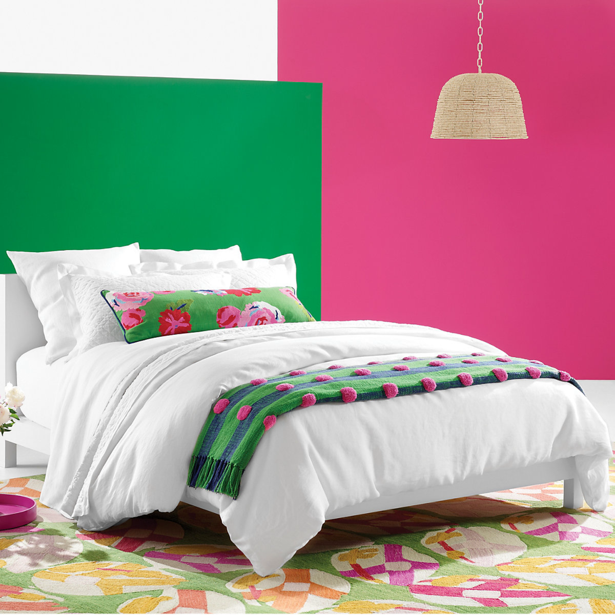 Colorful Coordinate with White Pine Cone Hill Lush Linen Bedding