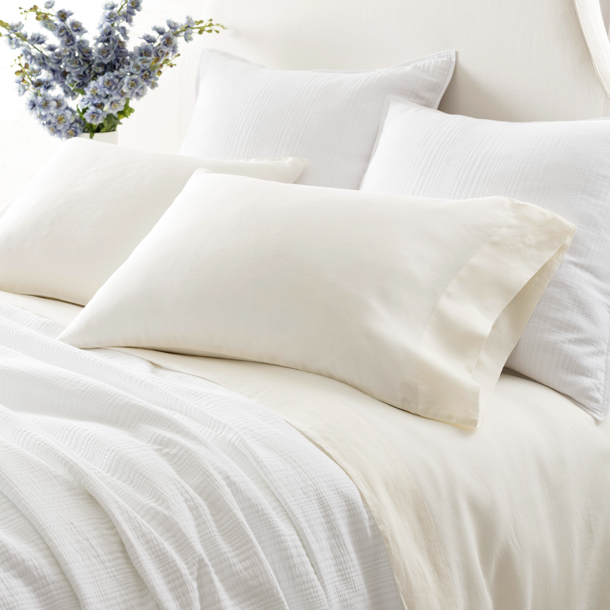 Ivory Pillowcases of Pine Cone Hill Lush Linen Bedding