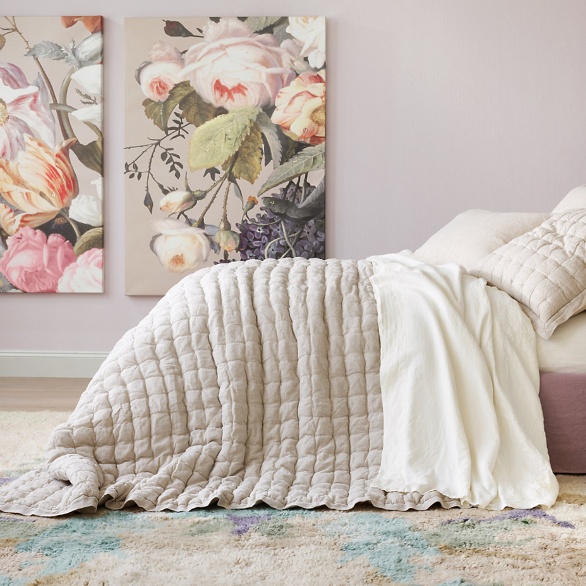 Lifestyle Shot of Pine Cone Hill Lush Linen Puff in Color Natural