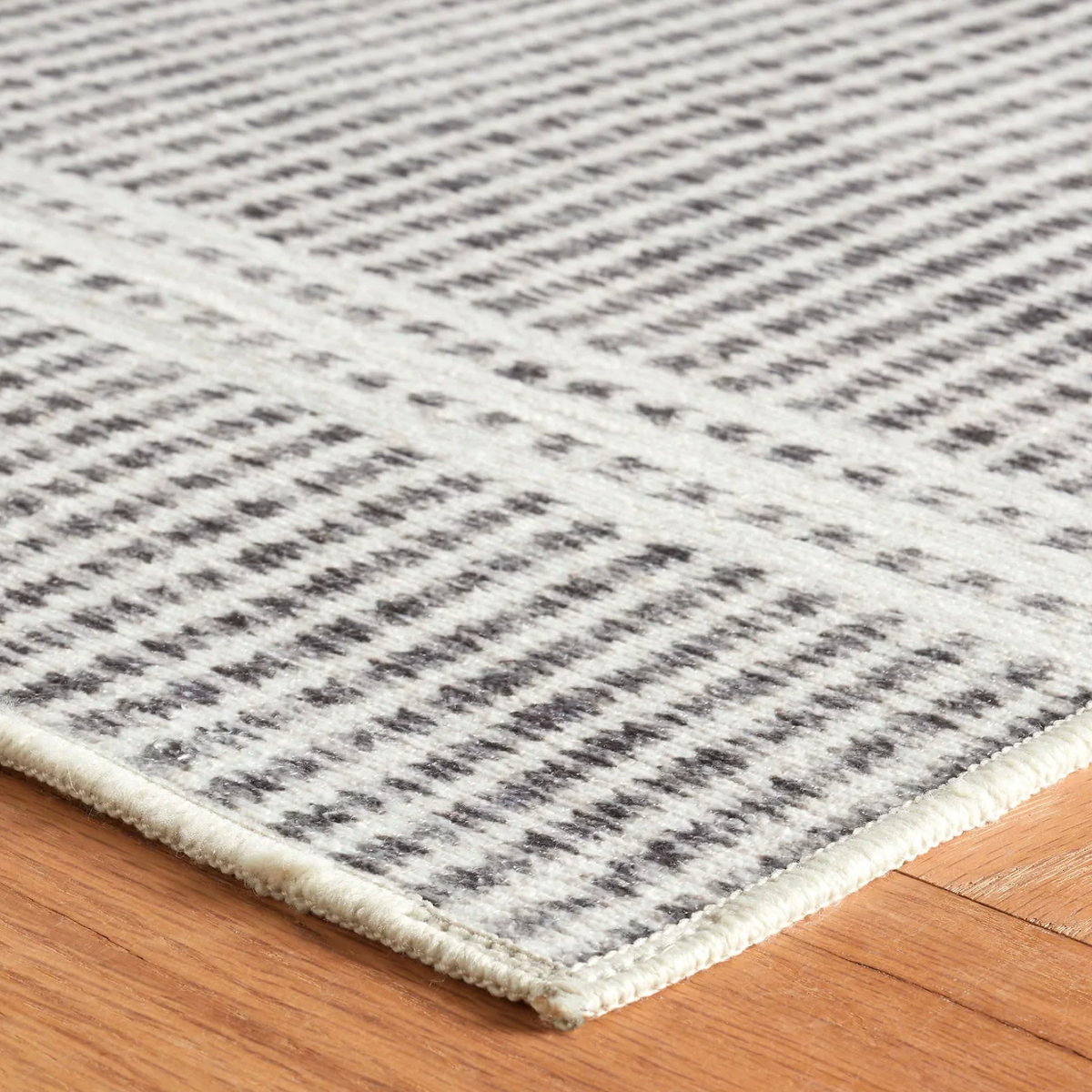 Corner of Pine Cone Hill Malta Machine Washable Rug in Grey