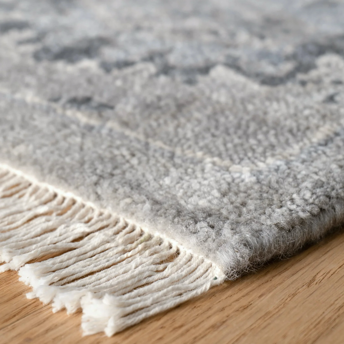 Fringe Detail of Pine Cone Hill Masterpiece Rug Collection in Lila Design
