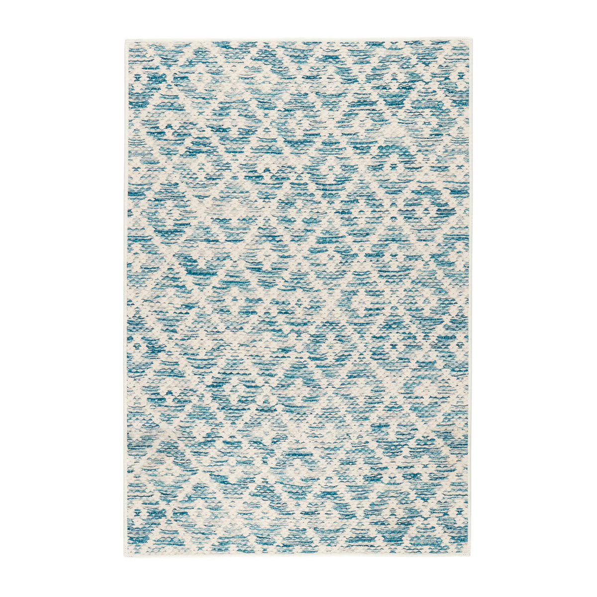 Blue Pine Cone Hill Melange Diamond Machine Washable Rug