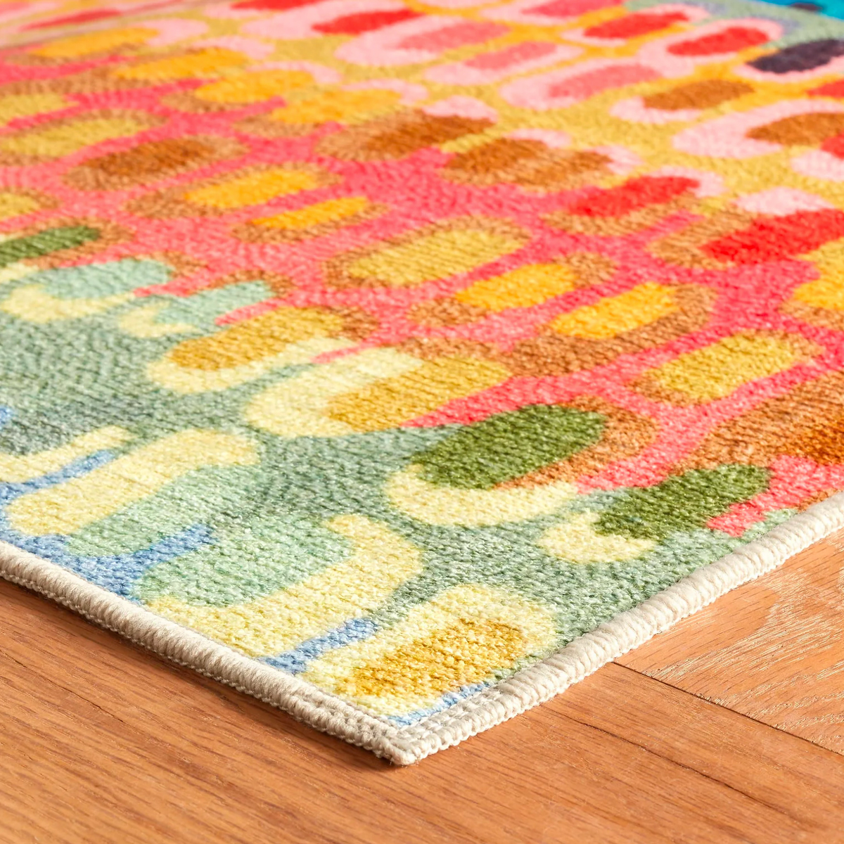 Corner of Pine Cone Hill Paint Chip Machine Washable Rug in Multi