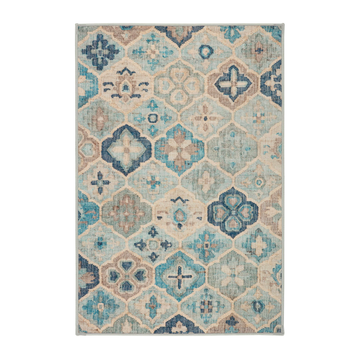 Blue Pine Cone Hill Pali Machine Washable Rug