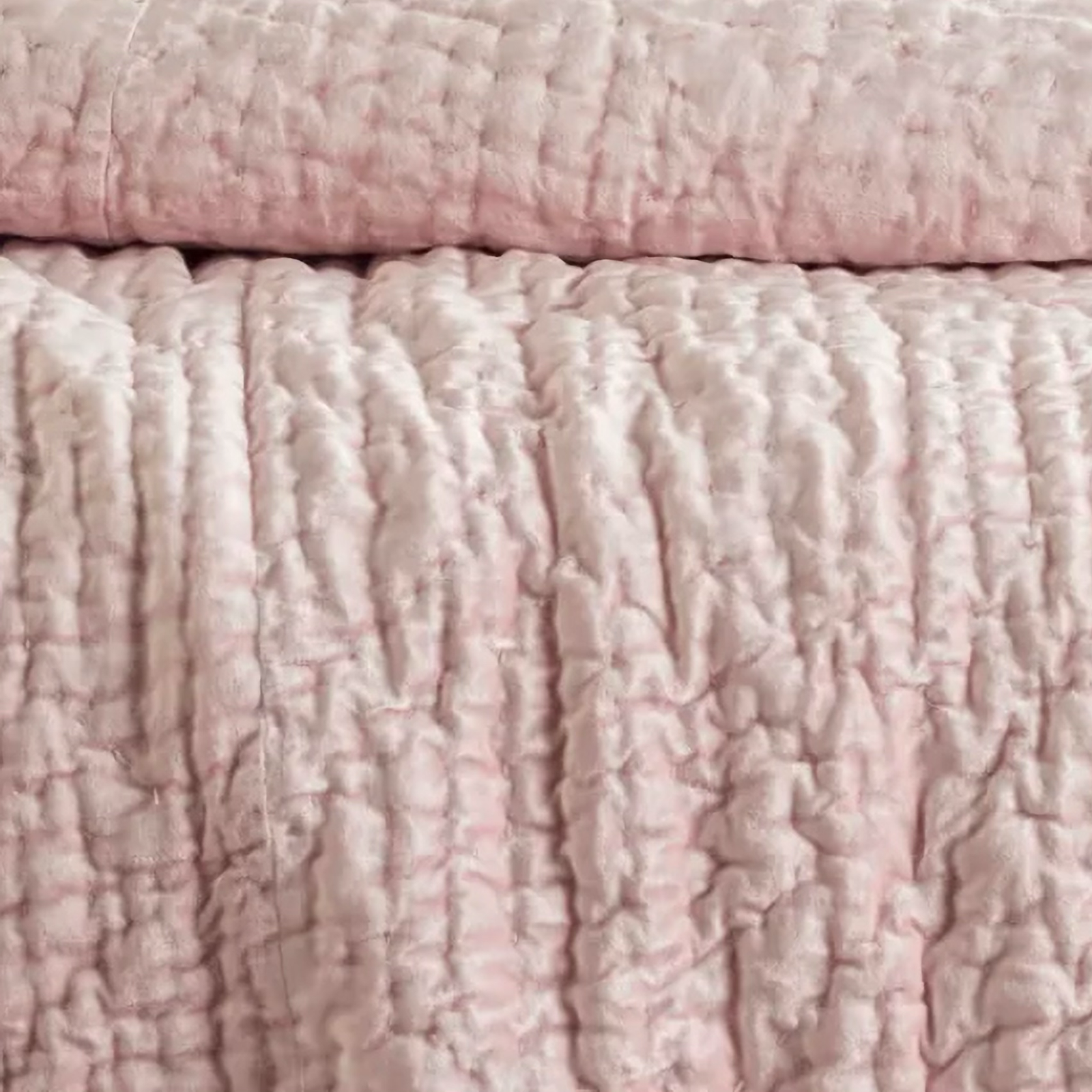 Pine Cone Hill Parisienne Velvet Quilt and Shams in Slipper Pink