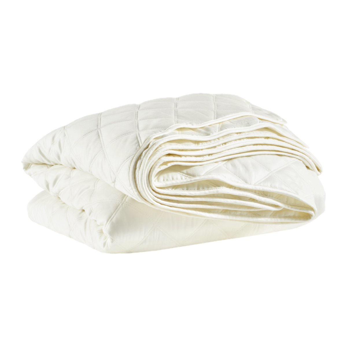 Ivory Pine Cone Hill Quilted Silken Solid Coverlet Against a White Background
