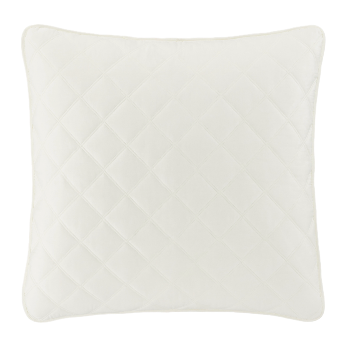 Ivory Pine Cone Hill Quilted Silken Solid Euro Sham Against a White Background