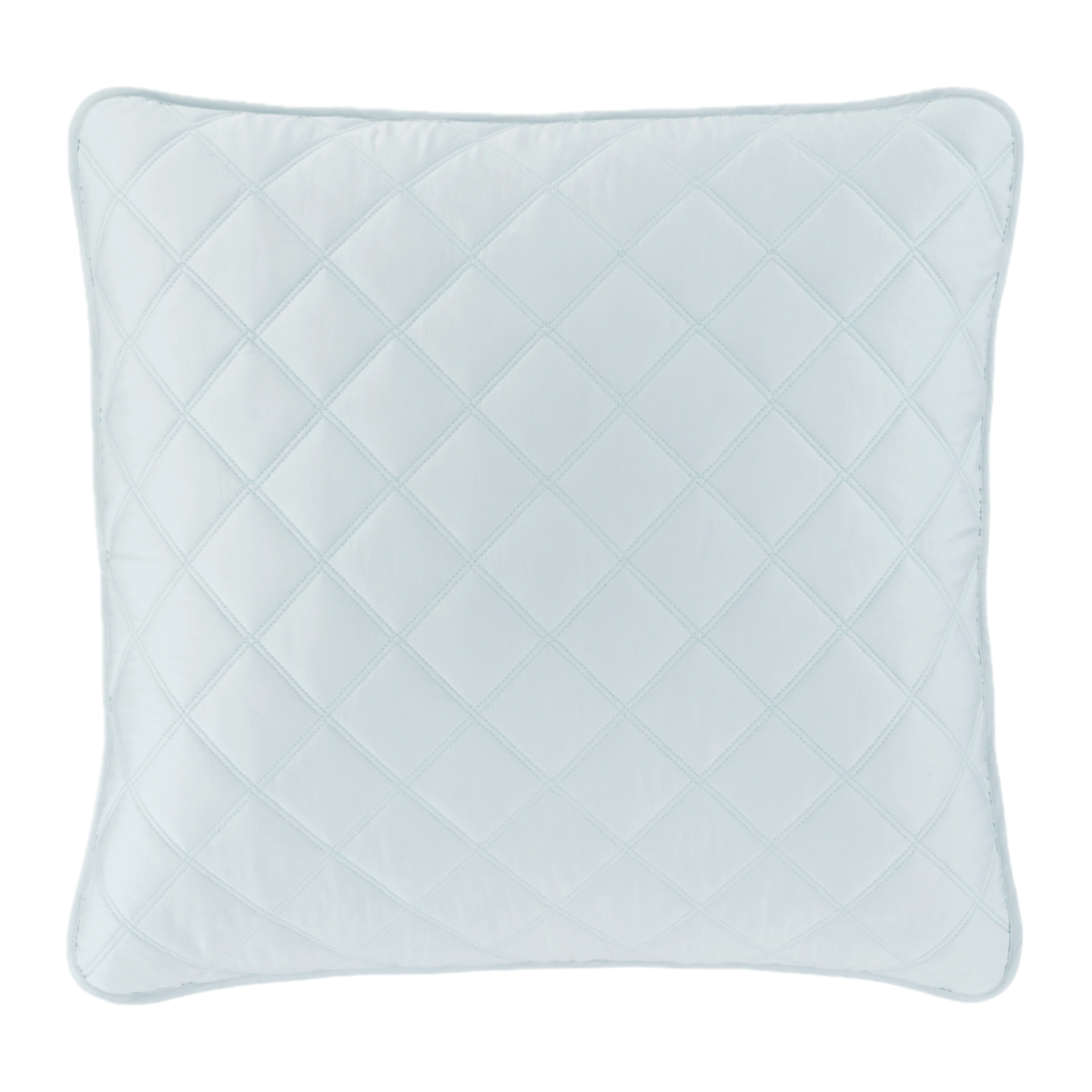 Robin’s Egg Blue Pine Cone Hill Quilted Silken Solid Euro Sham Against a White Background