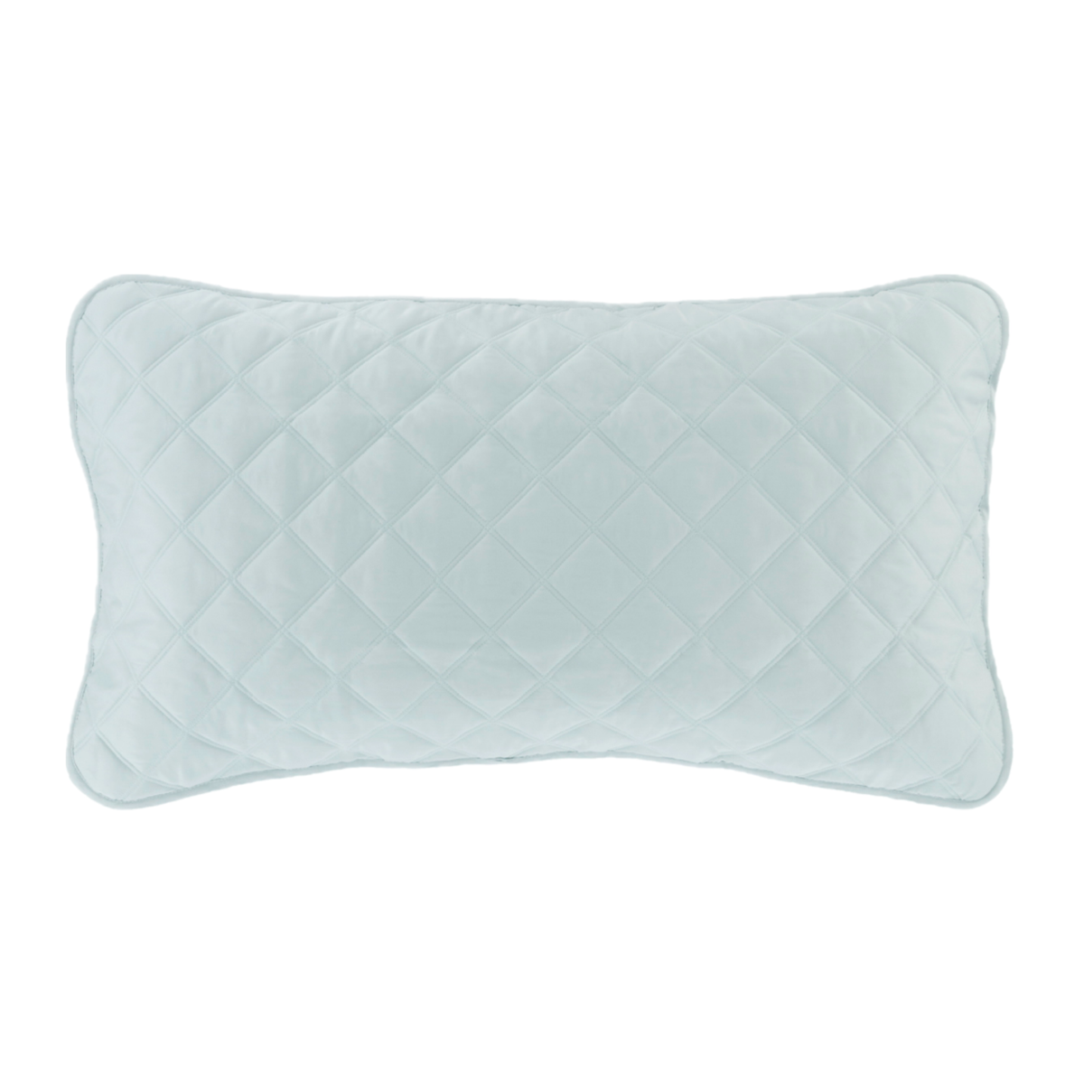 Robin’s Egg Blue Pine Cone Hill Quilted Silken Solid King Sham Against a White Background