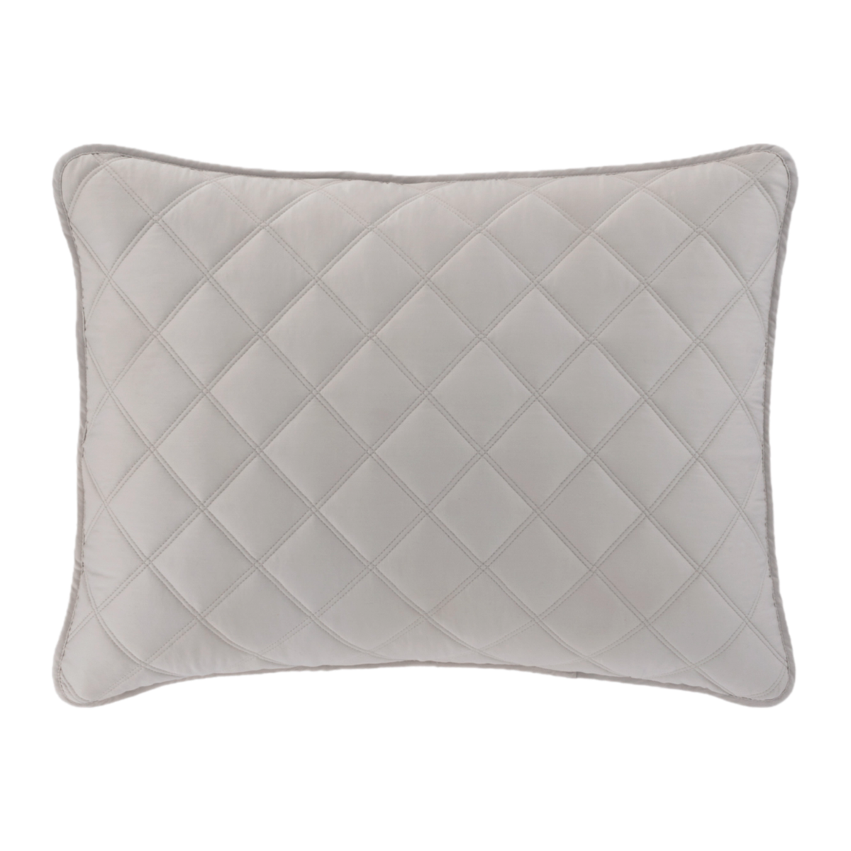 Grey Pine Cone Hill Quilted Silken Solid Sham Against a White Background