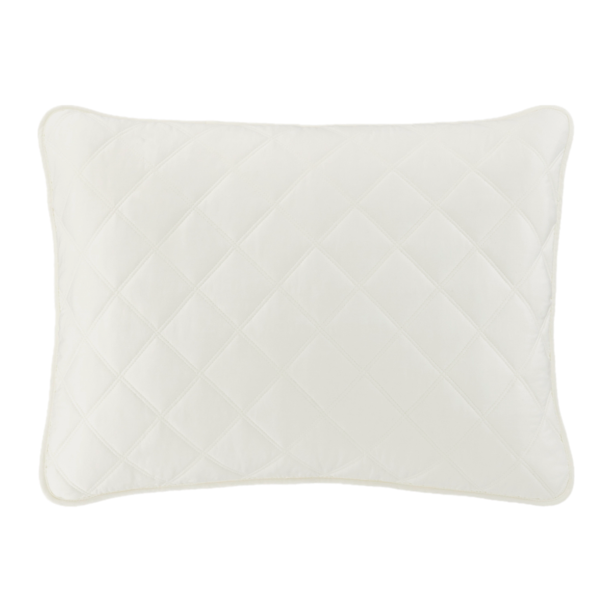 Ivory Pine Cone Hill Quilted Silken Solid Sham Against a White Background