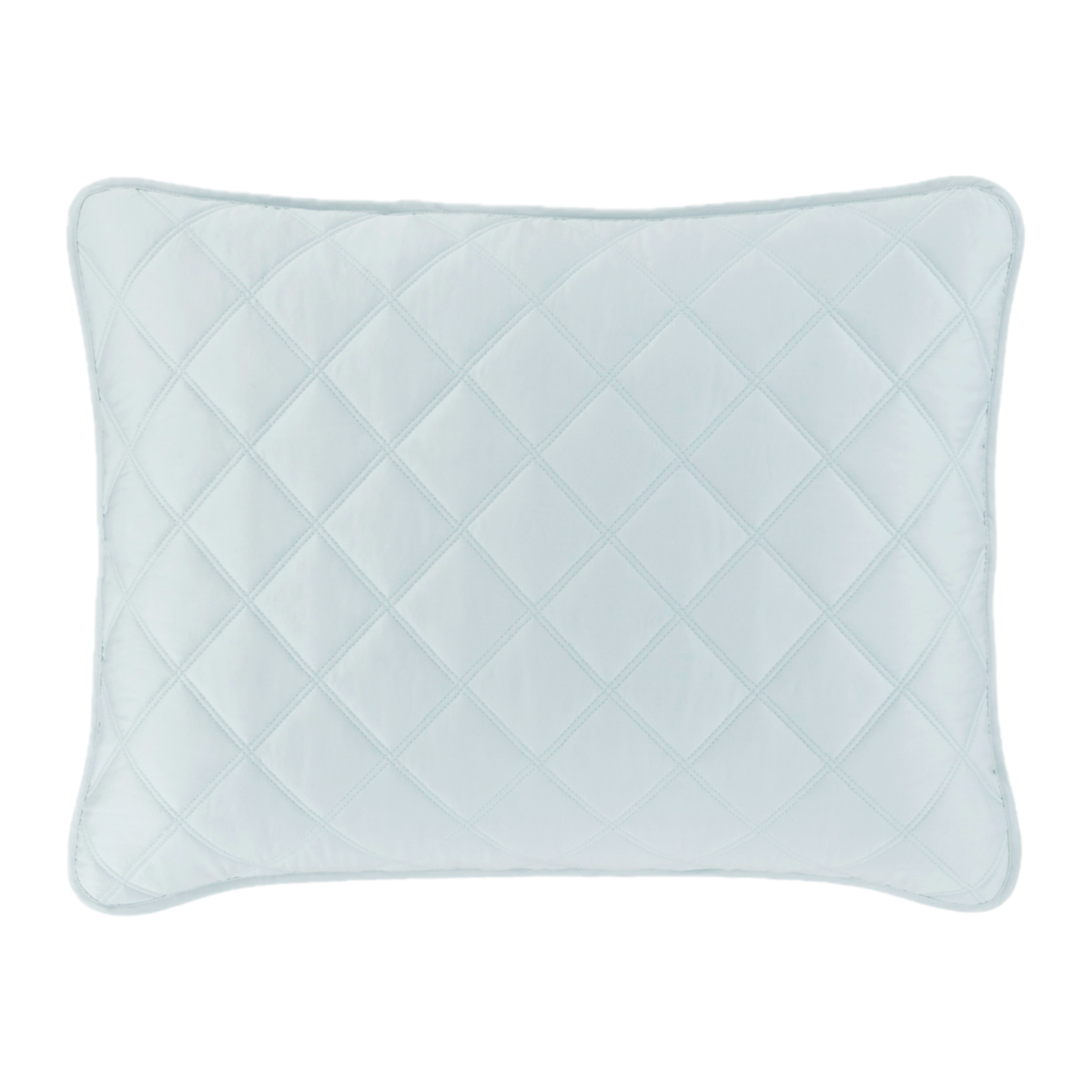 Robin’s Egg Blue Pine Cone Hill Quilted Silken Solid Sham Against a White Background
