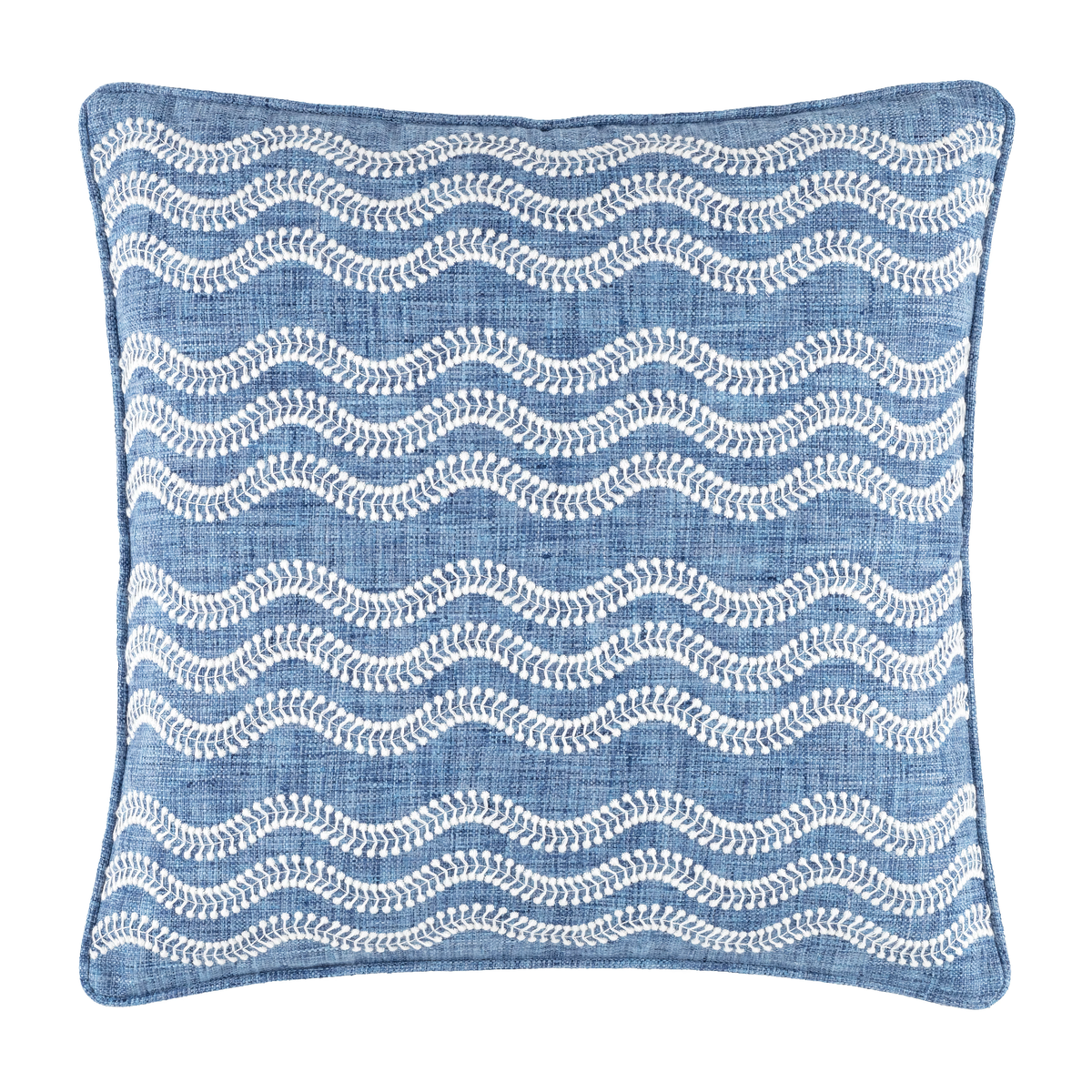 Silo of Pine Cone Hill Scout Embroidered Indoor/Outdoor Decorative Pillow in French Blue Color