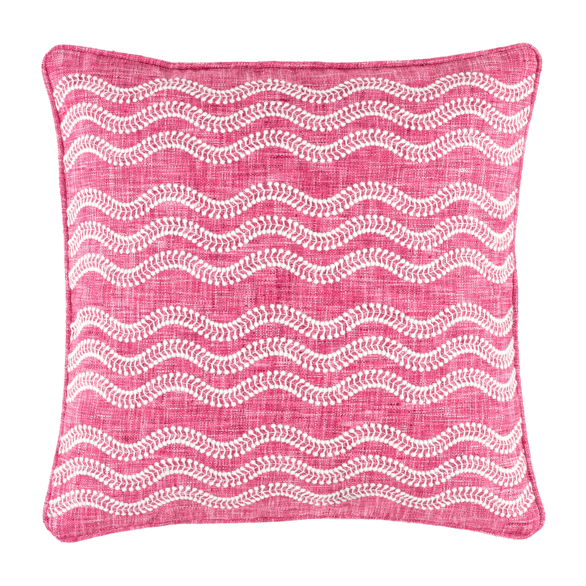 Silo of Pine Cone Hill Scout Embroidered Indoor/Outdoor Decorative Pillow in Fuchsia Color