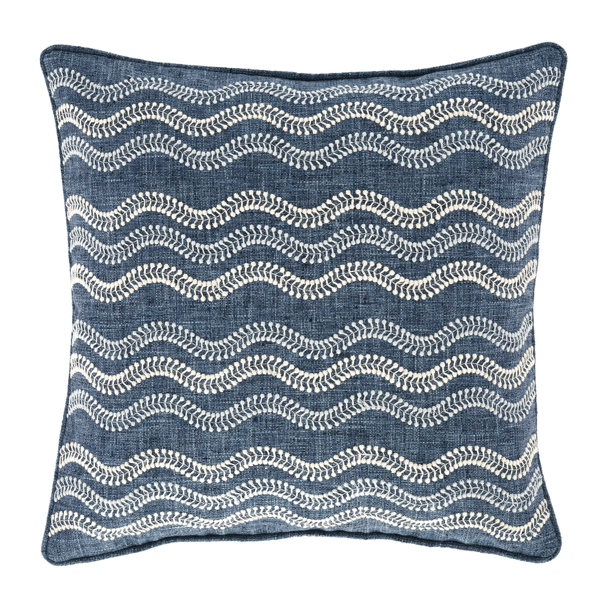 Silo of Pine Cone Hill Scout Embroidered Indoor/Outdoor Decorative Pillow in Indigo Color