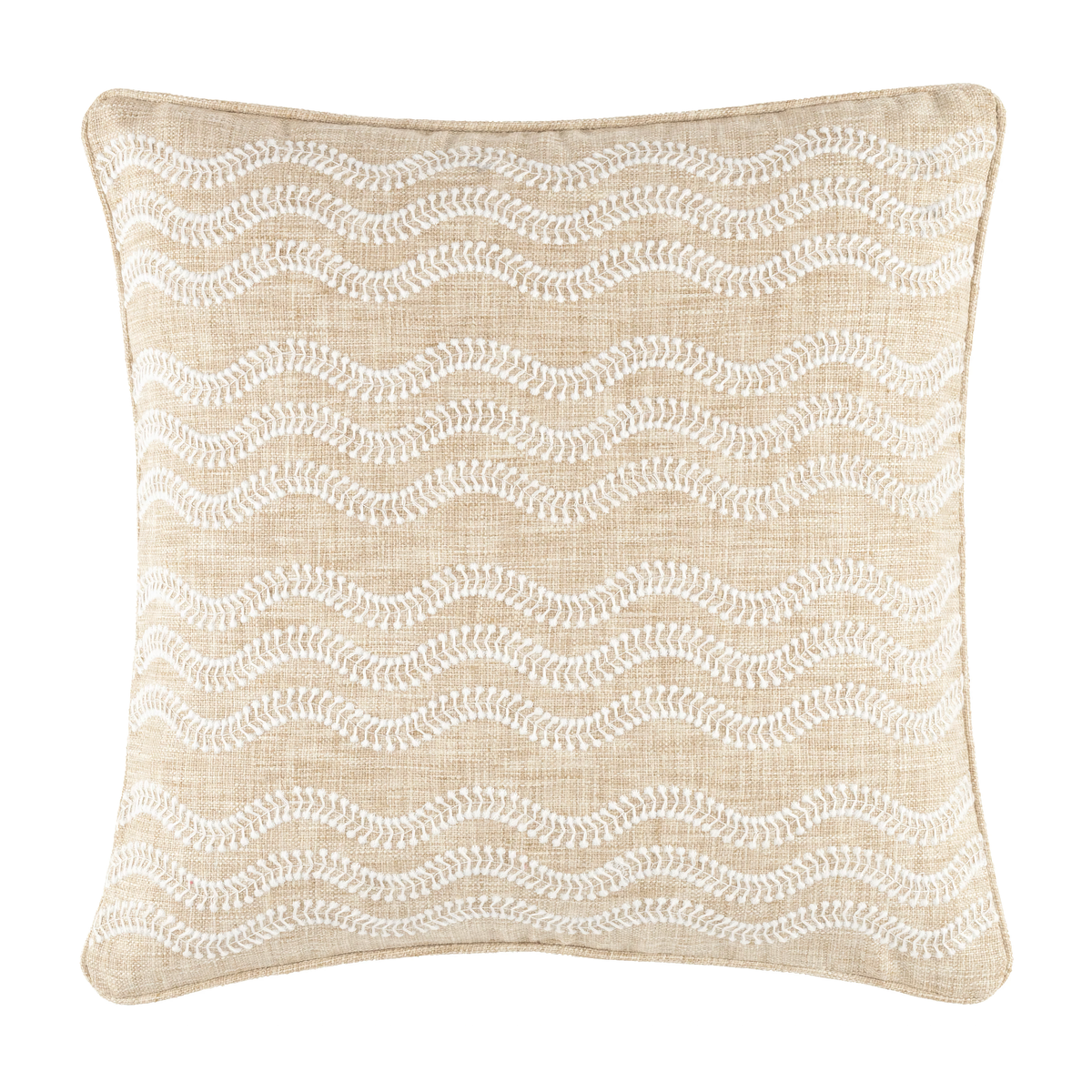 Silo of Pine Cone Hill Scout Embroidered Indoor/Outdoor Decorative Pillow in Natural Color