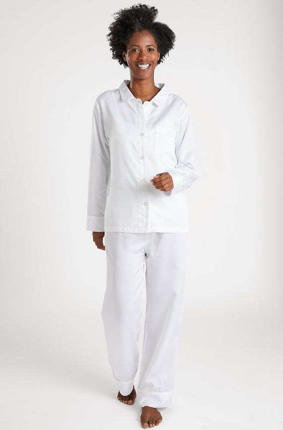 Pine Cone Hill Silken Solid Pajama White Lyocell TENCEL FLandB