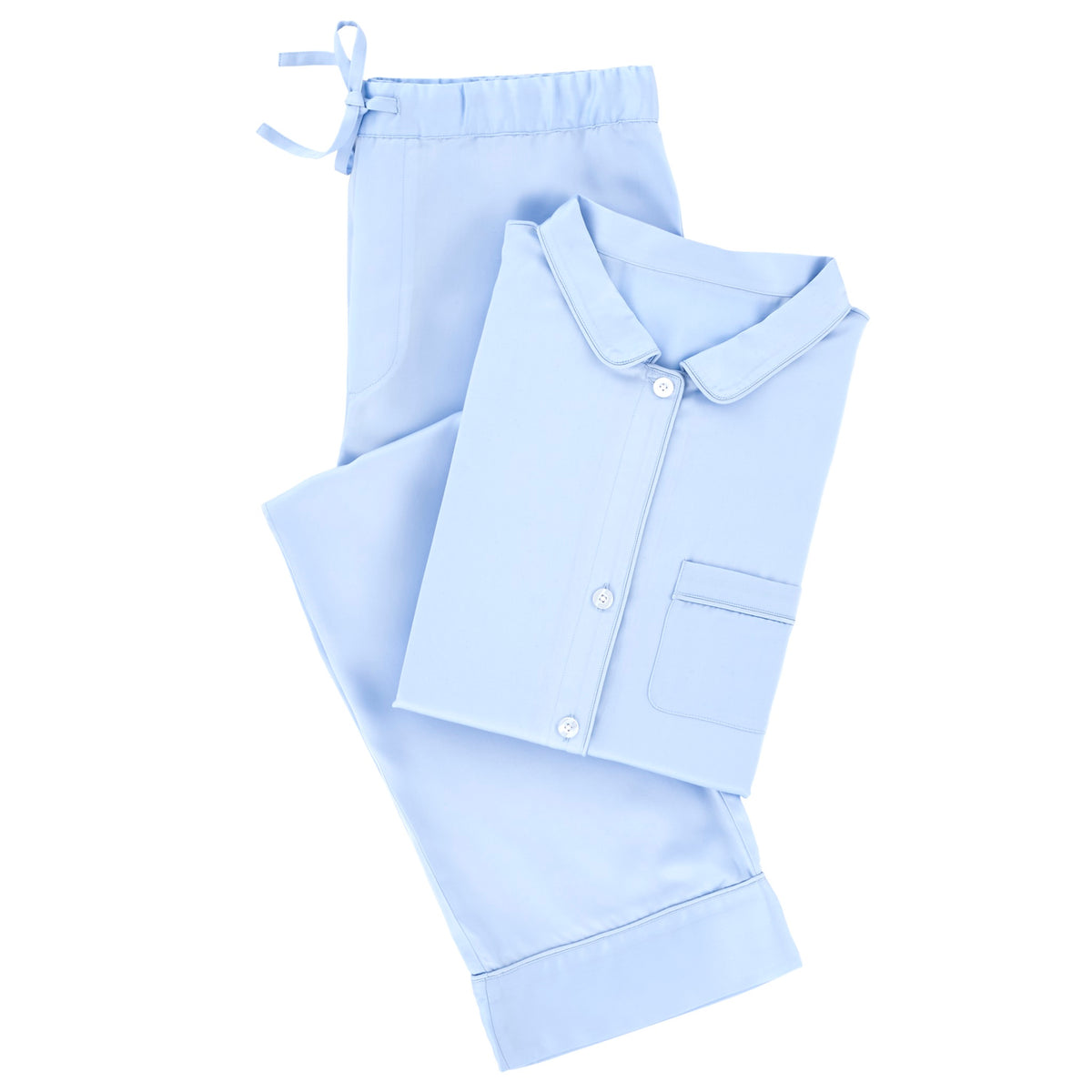 Folded Pine Cone Hill Silken Solid Pajama in Soft Blue Color