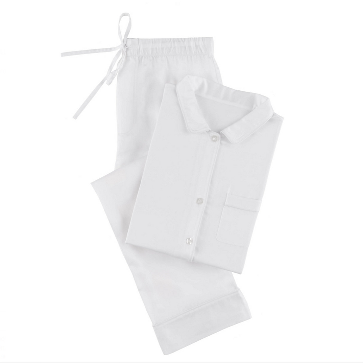 Folded Pine Cone Hill Silken Solid Pajama in White Color